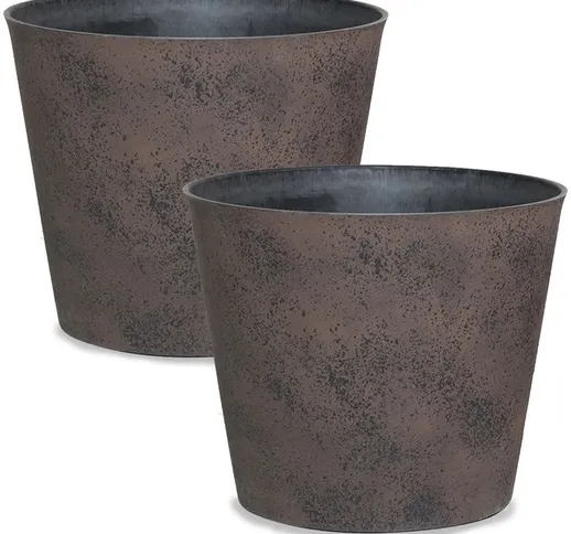 2 Pezzi Vaso di Fiori Formato Plastica Riciclabile Ecologico 24 x 17.5 x 23 cm Girare - ar...