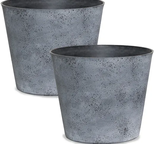 2 Pezzi Vaso di Fiori Formato Plastica Riciclabile Ecologico 24 x 17.5 x 23 cm Girare - ar...