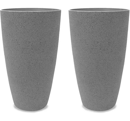 2 Pezzi Vaso di Fiori Plastica Ecologico Girare - novita' insieme a Finitura Marmo, 22 x 1...