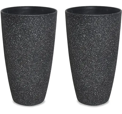 2 Pezzi Vaso di Fiori Plastica Ecologico Girare - novita' insieme a Finitura Marmo, 22 x 1...