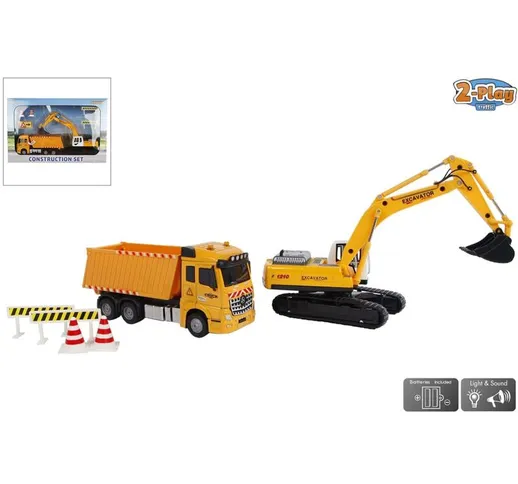 Camion 17 cm con Scavatrice 22 cm - Giallo - 2-play