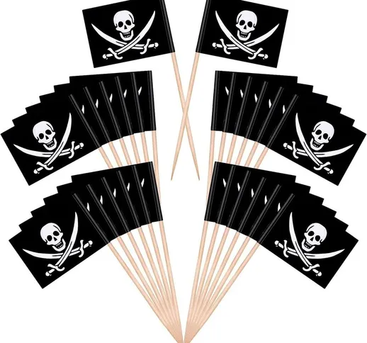 200 pezzi di bandiera stuzzicadenti pirata, cocktail pirata Halloween pick bandiera cupcak...