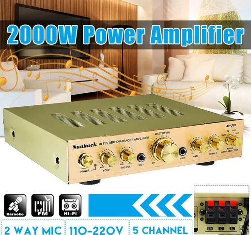 2000W 338BT 5 canali bluetooth 5.0 Home Digital Audio Stereo Amplificatore di potenza KTV...