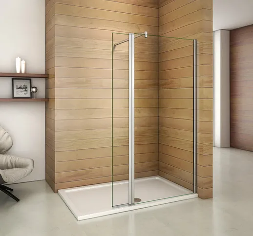 Aica Sanitaire - Parete Doccia Walk-in 80cm Munito di Paretina Mobile 40cm Con Barra Stabi...