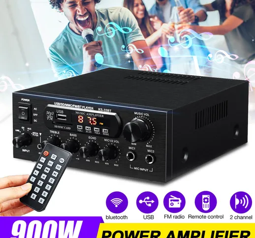 220V-230V 1000W Home KTV Bluetooth Amplificatore HiFi Ricevitore audio a 2 canali Amplific...
