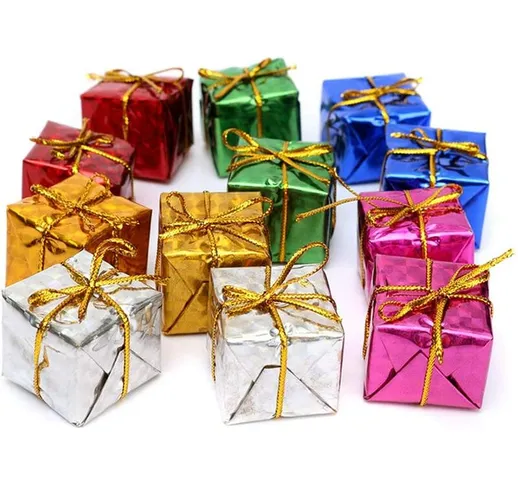24 scatole regalo in alluminio per alberi di Natale in diversi colori, scatole regalo nata...