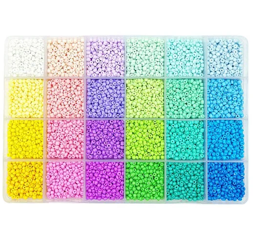 24 slot Macaron perle di colore abbinato alla vernice da forno Set di perle di vetro Scato...
