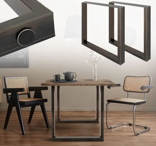 2x Gambe struttura telaio base tavolo rettangolare design industriale 70 x 72 cm