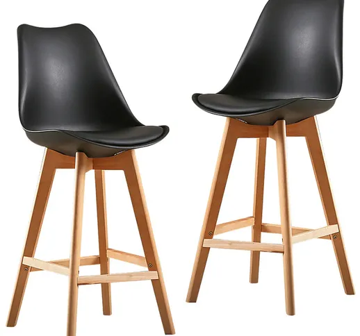 Yongqing - 2X Un set di due sedie da bar nere in stile scandinavo - Noir