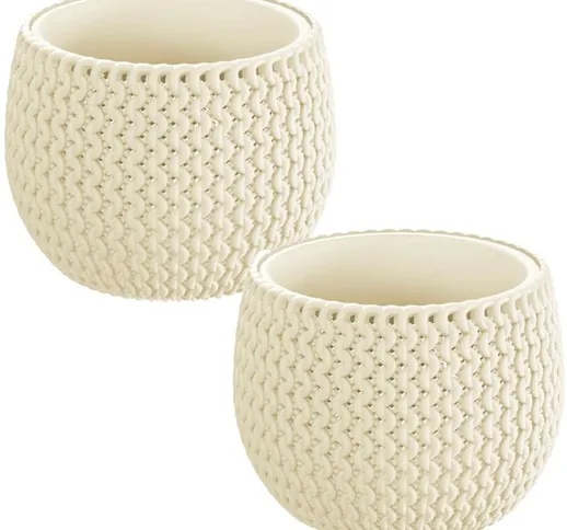 2x Flowerpot rotondo con slitta sploff di colore crema 14.4 (lungo) x 14.4 (larghezza) x 1...