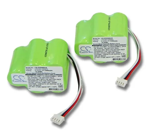 2x vhbw Ni-MH Batteria 3300mAh (6V) per Aspirapolvere COD 35601130, RB001 come 945-0006, 9...