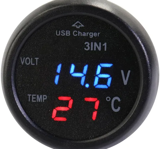 3-in-1 multifunzionale digitale tensione monitor di temperatura multimetro auto moto batte...