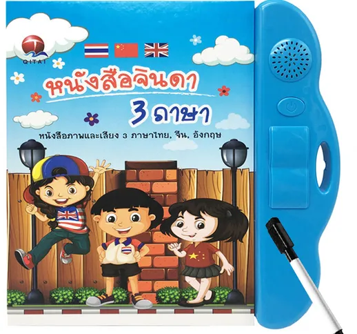 3 in 1 Sound Board Libro per Bambini Thai e Cinese Inglese Interattivo Libro Sonoro per Ba...