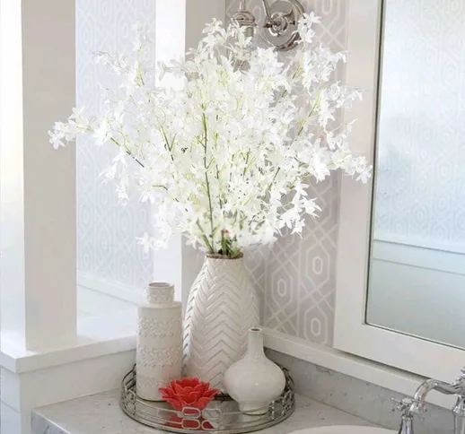 3 pezzi fiori di ciliegio bianchi artificiali 115 cm bouquet di fiori di seta sakura fiori...