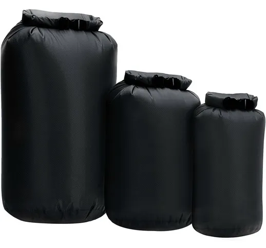 3 pezzi impermeabile Dry Bag Roll Top Dry Sack per Kayak Canottaggio Pesca Nuoto,|Nero