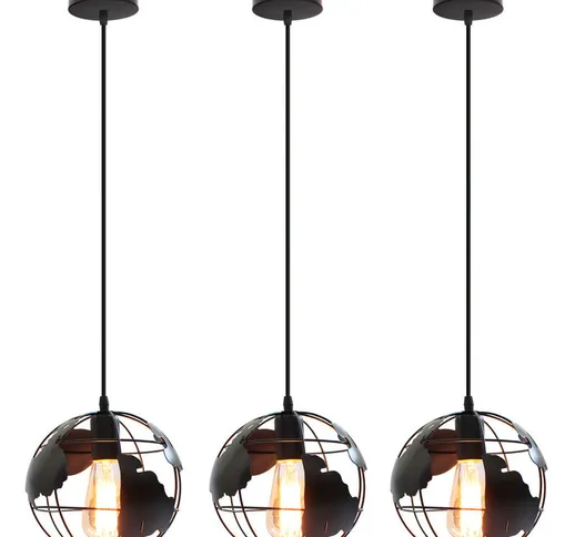 3 pezzi lampadario creativo, lampadario di design sferico, lampada da soffitto in metallo...