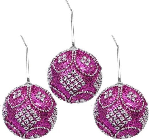 3 pezzi Ornamenti per palline di Natale Palline per alberi di Natale in cristallo di stras...