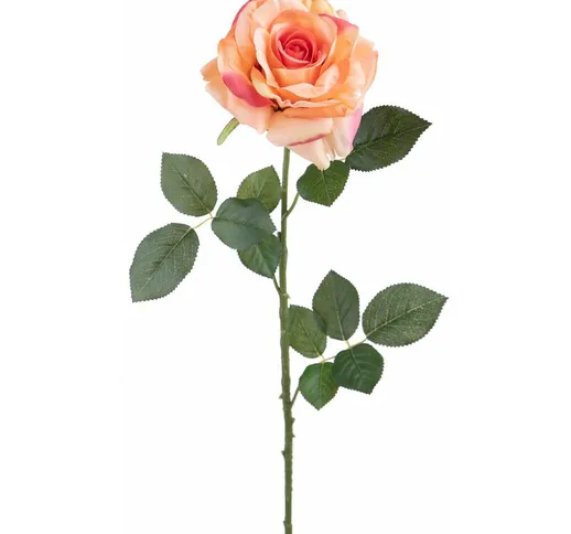 Giordanoshop - Set 6 Rose Artificiali Aperta Altezza 65 cm Arancio