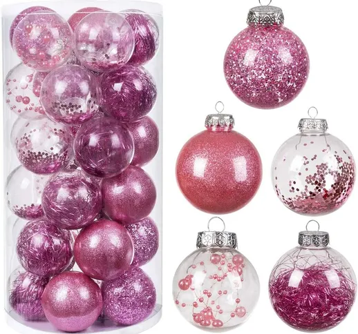 30 pezzi di palline di decorazioni natalizie, 5 stili di palline di albero di Natale in or...