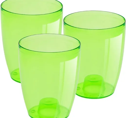 3x Cubi Orchid Pot di plastica Pentola in plastica in colore verde trasparente 13.2 (lungo...