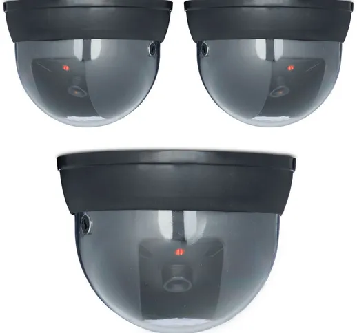 3x Telecamera Finta di Sorveglianza Modello Dome, Girevole 360 Gradi, Luce a Led, Sicurezz...