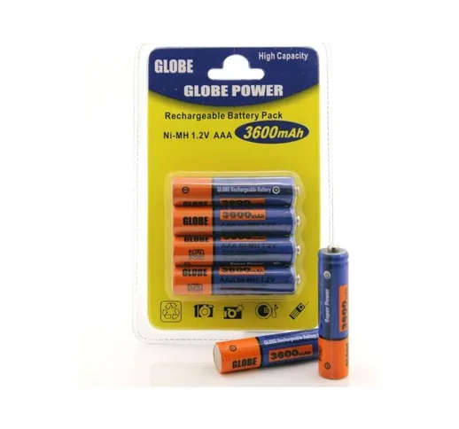 4 BATTERIE MINISTILO AAA RICARICABILI DA 3600 mAH Ni-MH PILE CONFEZIONE BATTERY