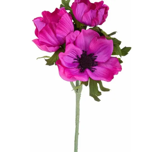 Giordanoshop - Set 8 Fiori Artificiali di Anemone Composta da 3 Fiori Altezza 46 cm Rosa