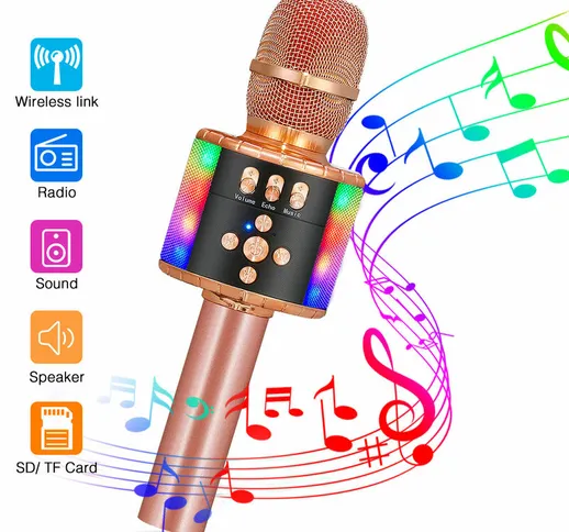 4 in1 Karaoke portatile Wireless 2400 mAH Microfono KTV Player Bluetooth Mic Speaker per I...