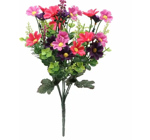 Giordanoshop - Set 8 Mini Bouquet Artificiali con Margherite Altezza 35 cm Rosa