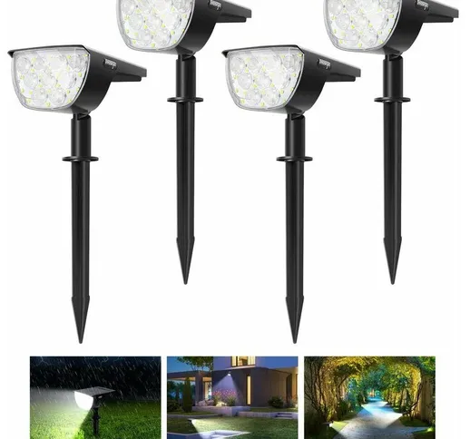 4 Pezzi 30 led] Faretti Solari da Esterno Impermeabile IP67 Dimmerabile con Pannello Solar...