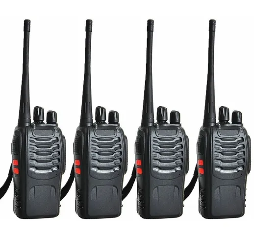 Planet Shop - 4 Ricetrasmittenti Radio Pmr Uhf 400-470 mhz BF-888S 16 Canali Con Auricolar...