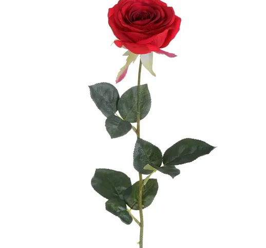 Giordanoshop - Set 6 Rose Artificiali Aperta Altezza 74 cm Rosso