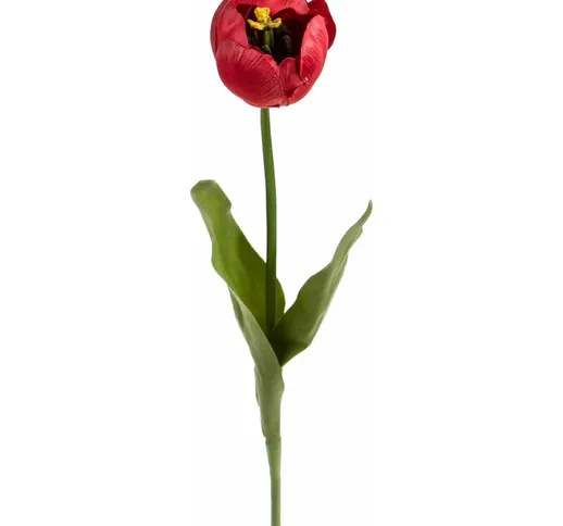 Giordanoshop - Set 12 Tulipani Artificiali con 2 Foglie Altezza 43 cm Rosso