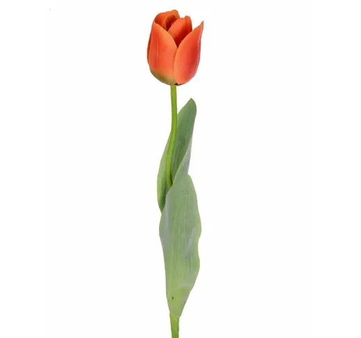 Giordanoshop - Set 6 Tulipani Artificiali con Foglie Altezza 67 cm Arancio