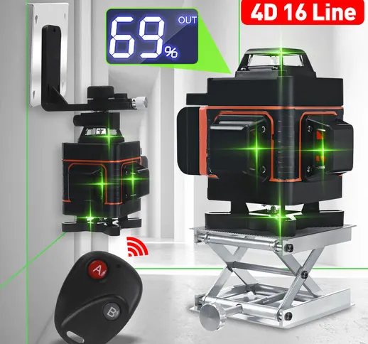 Insma - 4D 16 linee verdi luce laser livello auto misura 360 ° rotazione incrociata ad alt...