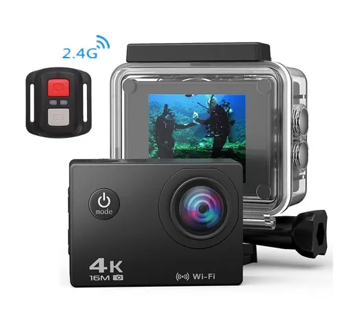 4K 16MP Action Camera Wi-Fi Impermeabile Fotocamera sportiva 30M Touch Screen Fotocamera E...