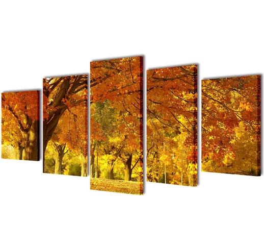 Set Stampa su Tela da Muro 5 pz Acero 200 x 100 cm - Multicolore - Vidaxl