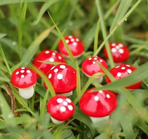 50 pezzi / set 2 dimensioni Mini funghi in miniatura Giardino artificiale Fata Bonsai Vaso...