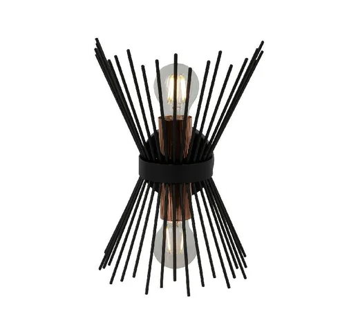 Homemania - Lampada a Parete Brush - Applique - Nero, Rame in Metallo, 22 x 32 x 15 cm, 2...