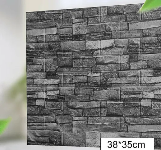 5PCS 35 * 38cm 3D Wallpaper Tile Muro di mattoni Adesivo autoadesivo impermeabile nero