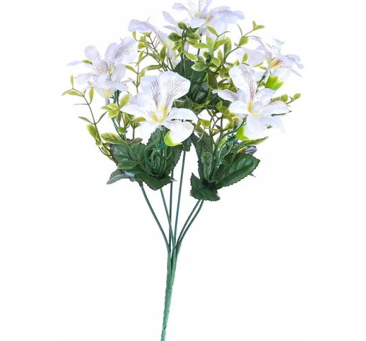 Giordanoshop - Set 8 Bouquet Artificiali Mini di Orchidee Altezza 30 cm Bianco