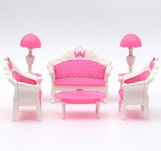 6 pezzi casa bambole soggiorno mobili set divano sedia per accessori Barbie