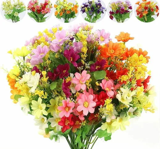  - 6 pezzi decorazione bouquet di fiori artificiali, finta margherita di seta per disposiz...