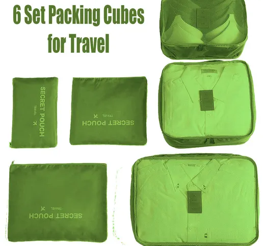 6 pezzi di imballaggio cubi bagagli borse organizzatore durevole viaggio viaggio bagagli i...