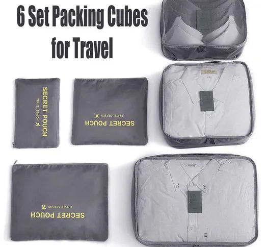 6 pezzi di imballaggio cubi bagagli borse organizzatore durevole viaggio viaggio bagagli i...