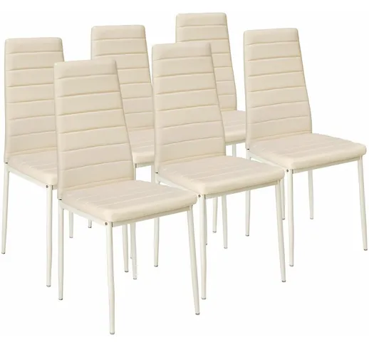 Tectake - 6 sedie da sala da pranzo in pelle sintetica - sedie moderne, sedie sala da pran...