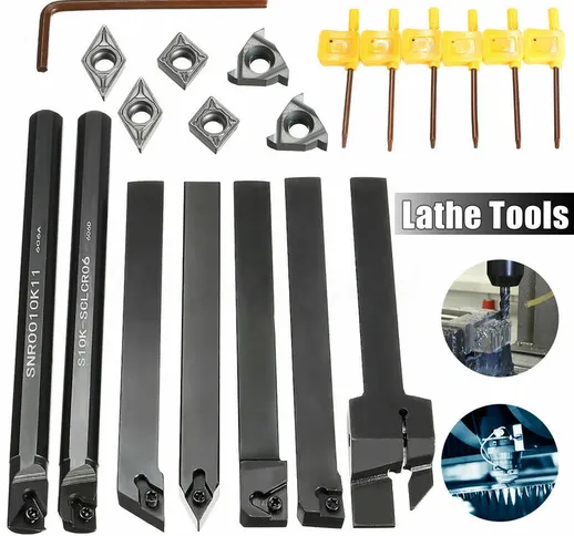 Mohoo - 7 Set Mandrino Lat Turning Tool Bar Boring Bar + 7 pezzi DCMT CCMT Carbide