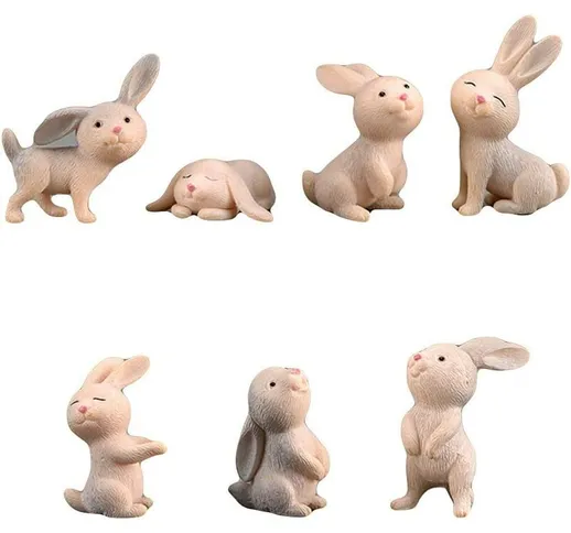 7 simpatici conigli simulazione mini plastica modello animale bambola cartone animato micr...