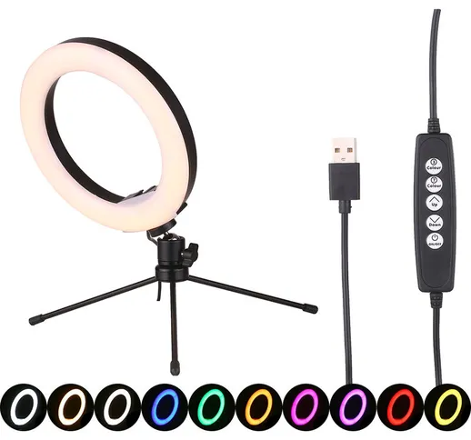 8 pollici selfie anello luce LED lampada da tavolo colorata luce notturna USB