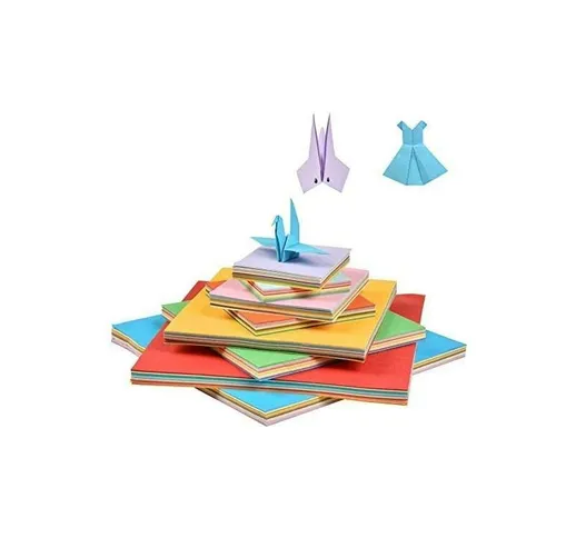 800 fogli di carta origami colorata, carta quadrata; 70 g 10 colori 4 diverse dimensioni (...